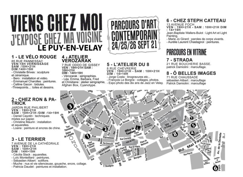 Plan de Viens Chez Moi au Puy-en-Velay, parcours d'art contemporain